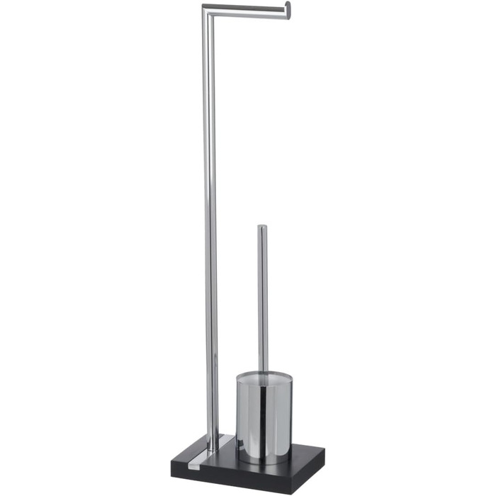 Набір для туалету WENKO Noble Elegante: тримач для щітки та туалетного паперу, полірезин, чорний, 20 x 74 x 15 см, хром/чорний