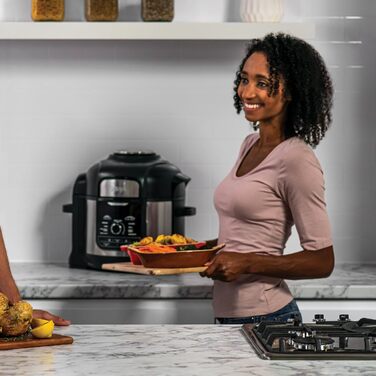 Ninja Foodi MAX Multi-Cooker, 7.5L, 9-in-1 Multi-Cooker, Pressure Cooker (Fast Cooking), Air Fryer (Hot Air Frying), Slow Cooker (Slow Cooking), Grilling and more, Brushed Steel & Black, OP500EU
