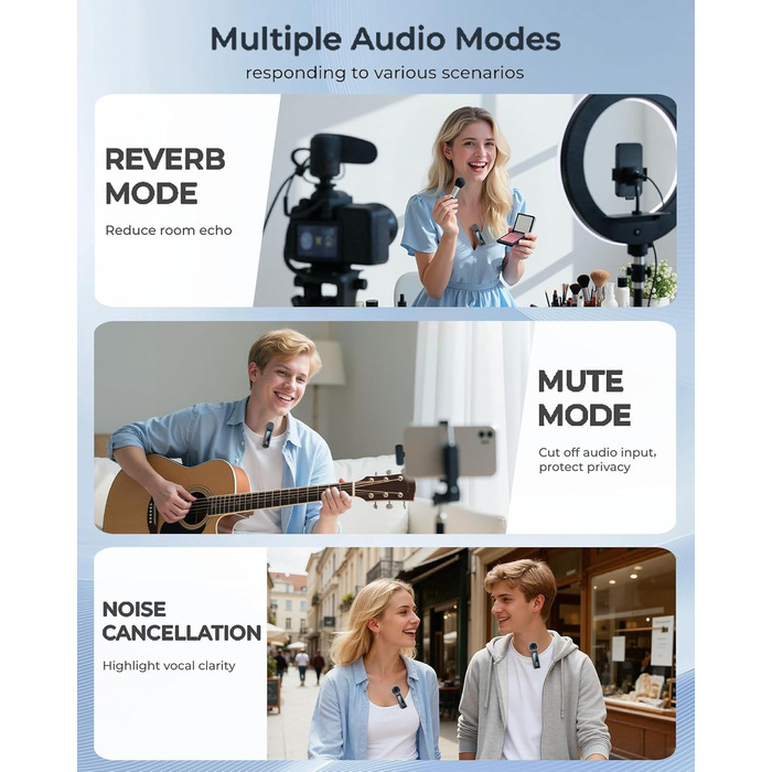 Мікрофон Handy – Петличний мікрофон сумісний з iPhone/Android/PC, магнітний лавел'єр з шумозаглушенням, для стрімінгу, влогів, YouTube та інтерв'ю (Чорний)