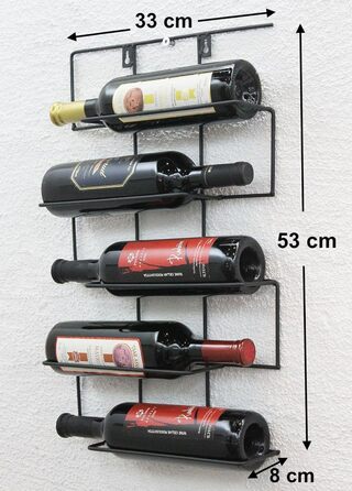 DanDiBo Wine Rack Wall-Mounted Metal Bottle Holder Bottle Stand Wall Shelf Cinco 53 cm HX13615