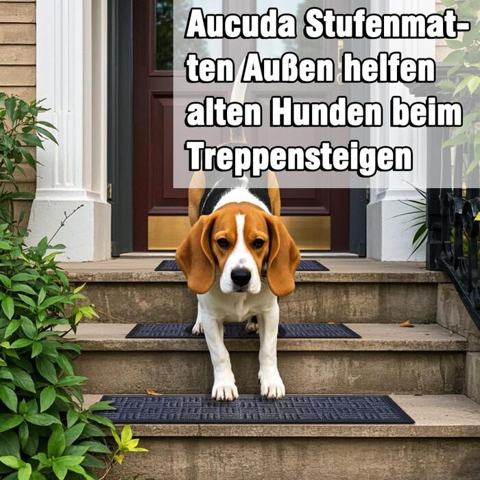 Гумові килимки на сходи AuCUDA 6 шт, 76x22 см, зовнішні, антиковзкі, стійкі до погодних умов, сірі смужки