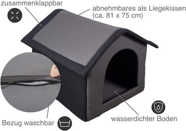 SunnyDogs Grey Fabric Dog House - L 64 x 57 x 60 cm