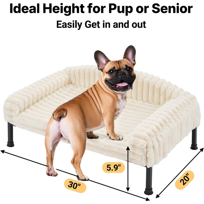 Ліжко для собак Veehoo - м'яке, з ортопедичним матрацом, 60x45x10 см, білий