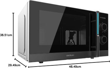 Механічна мікрохвильова піч з грилем Cecotec Proclean 4120, 23 л, 800 Вт / 1000 Вт, 8 рівнів потужності, розморозка, таймер 35 хв, діаметр тарілки 285 мм