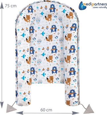 Килимок для котів та собак Medi Partners 75x60x10 см, м'яке ліжко-гніздо з зірками (Boho Animals)