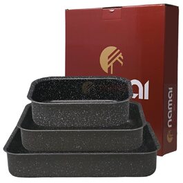 Форма для запікання NAMAI 40x28 см - для лазаньї, алюміній (набір 3 шт.) - Made in Italy