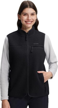 Флісова жилетка Pioneer Camp для жінок – тепла флісова жилетка з коміром та блискавкою для осені, походів, кемпінгу (Чорний, M)
