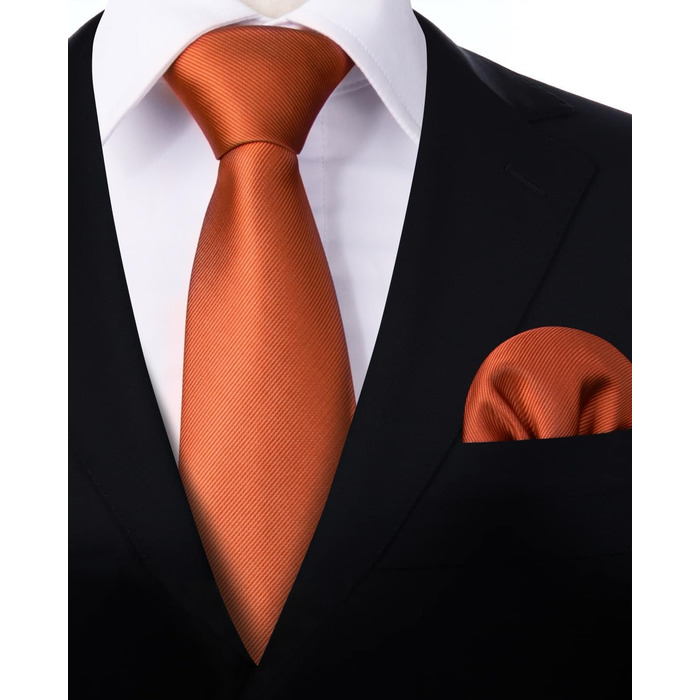 Краватка та нагрудна хустинка Enlision Solide для чоловіків, однотонні, різні кольори (L- Gebranntes Orange)