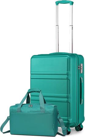 Набір валіз KONO 55 см: 2 валізи, ручна поклажа, 40x20x25 см, кремово-білий (бірюзовий)