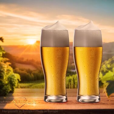 Набір келихів для пива PLATINUX 500 мл (до 640 мл), скляні бокали для пшеничного пива, 6 шт.