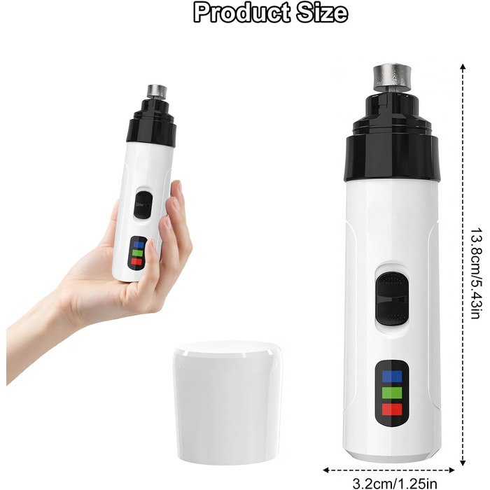 Набір для підстригання кігтів собак та котів, тихий електричний точило, 50 дБ, 2 швидкості, 3 отвори для точіння, для собак та котів різних розмірів