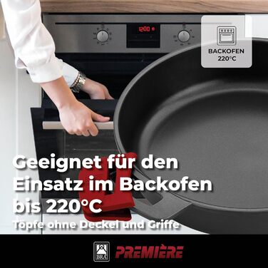 Набір кухонного посуду BRA Premiere 9 предметів з антипригарним покриттям, з алюмінію, знімні ручки, PFOA-free, для всіх типів плит та духовок