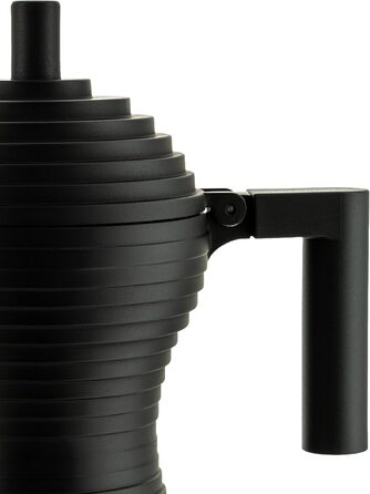 Alessi Pulcina MDL02/3 BB - Design Espresso Coffee Machine, made of cast aluminum with handle and knob made of PA, 3 cups, Black