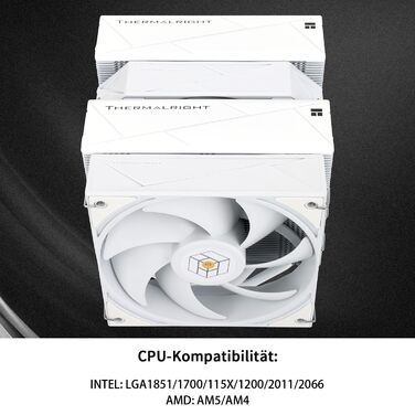 Thermalright Royal Pretor 130: Кулер для CPU з 6 тепловими трубами, підтримка Intel LGA115X/1200/2011/1700/1851; AM4/AM5, Tower-type, білий