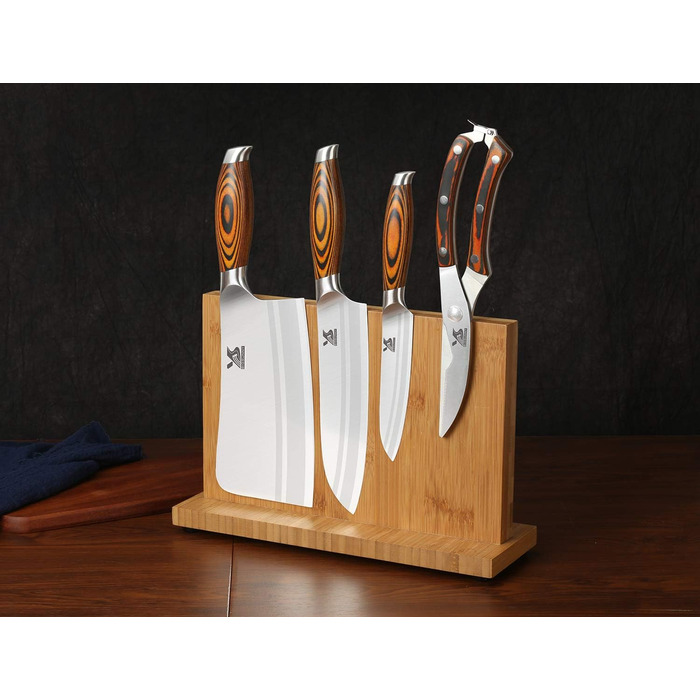 Набір кухонних ножів MSY BIGSUNNY 4 шт. (Ніж для нарізки, Сантоку, Універсальний ніж, Ножиці для птиці) - Німецька сталь, Азіатський дизайн