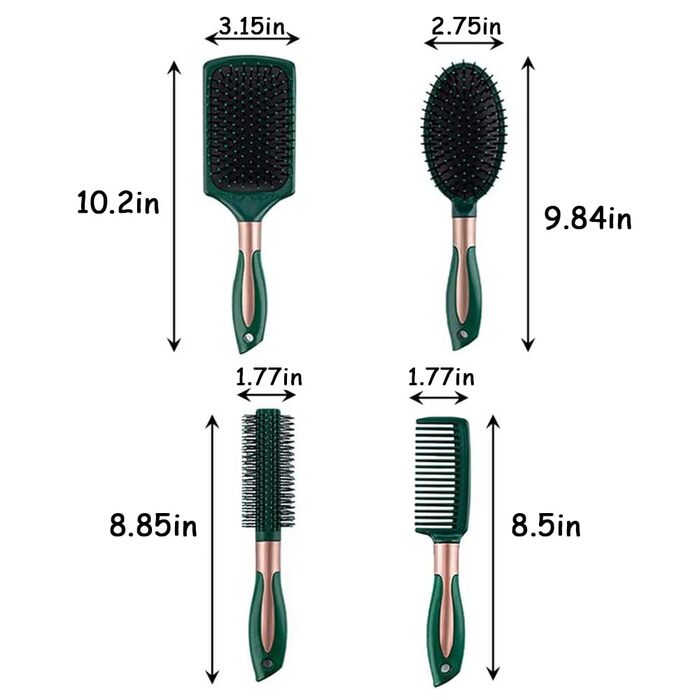 Набір гребінців для волосся 4 шт: масажна овальна, кругла, з повітряною подушкою, для розчісування, без статики. Підходить для жінок та чоловіків