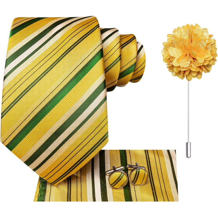 Чоловіча краватка Hi-Tie чорно-рожева з візерунком пає, смугаста, в горошок, краватка-метелик, нагрудна хустинка, кравецькі затискачі, для весілля, вечірки, офіційного стилю (жовто-зелений)