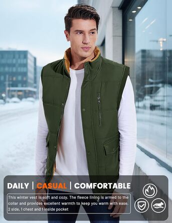 Чоловіча зимова куртка Magcomen з підкладкою з флісу, тепла, для відпочинку, термо, перехідна з багатьма кишенями (XXL, армійний зелений)