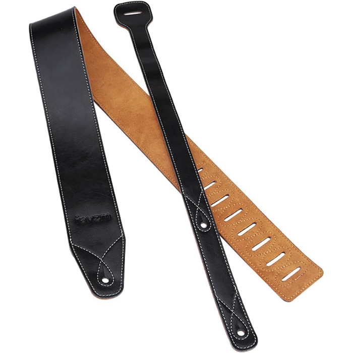 Гітарний ремінь Rayzm з натуральної шкіри та замші, 6,5 см, регульована довжина 108-140 см (Акустика, Електрогітара, Бас)