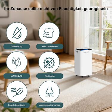 Зволожувач повітря 12L/24H для ванної кімнати та кімнати, 18-24м², білий (FDD12)