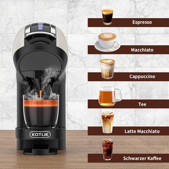 Кавомашина KOTLIE 5-в-1: капсули, кава, ESE (44 мм), регулювання, великий бак (EM-308A)