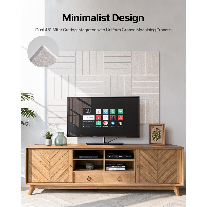 Самоклеючі акустичні панелі Soundsbay для шумоізоляції зі поліестеру, 30×30×0.9 см, світло-бежевий, набір 18 шт — звукопоглинаючі плити для стін