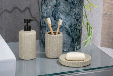 Набір аксесуарів для ванної кімнати з кераміки (глазурована каменіва маса), КОРИЧНЕВИЙ ПЛЯМКАСТИЙ