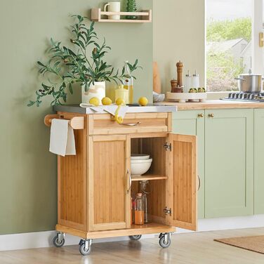 SoBuy Kitchen Cart with Wheels - Mobile Kitchen Island with Countertop