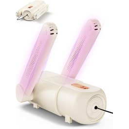 Електричний сушильник для взуття та черевиків з таймером 120 хв, UV-підсвічуванням, складний дизайн (Бежевий)