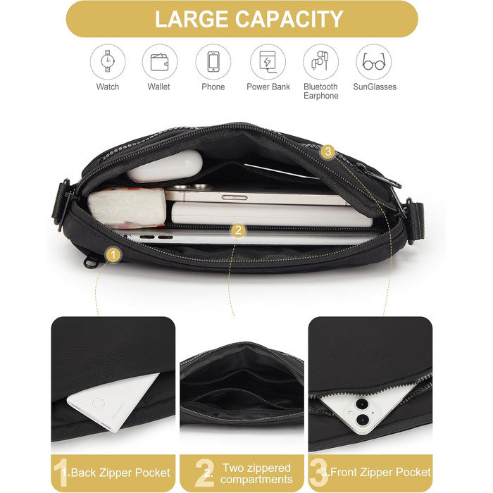 Чоловіча та жіноча поясна сумка Bauchtasche SZSYCN для спорту та активного відпочинку (чорна)