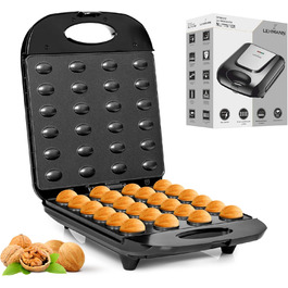 Lehmann Electric Nut Baker with Non-Stick Coating | 1700W | Nut Maker for 24 Nut Halves | Nut Baking Machine | Nut Waffle Iron for Oreschki and Nut Waffles