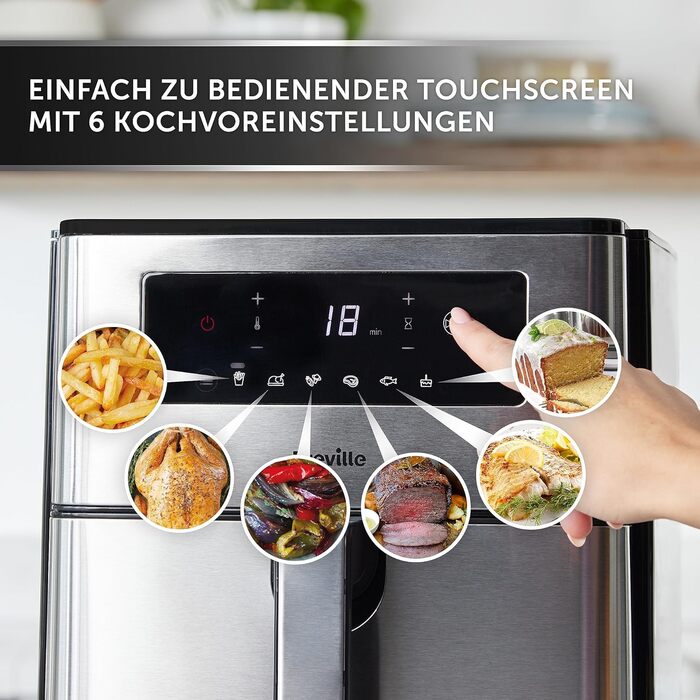 Аерофритюрниця Breville Halo Flexi 9 л, компактний дизайн, чорна