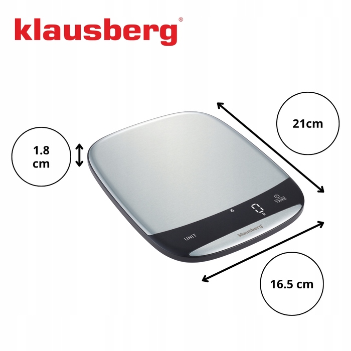 Кухонні ваги Klausberg KB7936, сріблястий/сірий, до 10 кг