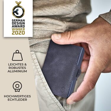 Чоловічий гаманець Slimpuro з RFID захистом, шкіряний, з відділенням для монет, на 12 карт, блакитний