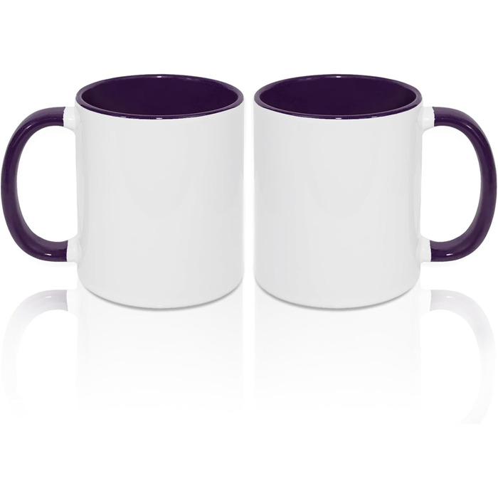 MR.R 11 Unzen Sublimation blank mugs, blank white mug, mug with purple color inside and handle, set of 6