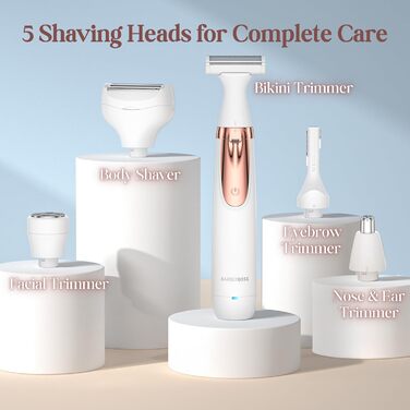 Електричний жіночий тример/рашувач BarberBoss 5-в-1 QR-8005: для обличчя, тіла, бікіні, носа та брів. Бездротовий, для мокрого та сухого гоління.