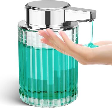 Phneems Automatic Soap Dispenser Glass Electric Soap Dispenser With Sensor 3 Adjustable Levels Soap Dispenser Automatic Dish Soap Dispenser USB Charging IPX5 Waterproof FOR Bathroom Kitchen Gel