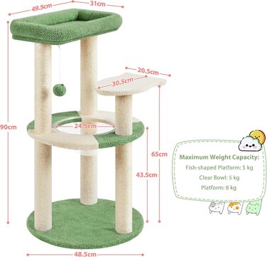 Yaheetech Cat Tree, Ocean Design Cat Tree, Cat Scratching Post, with Platform Space Capsule Sisal Posts, Stable Cat Climbing Tree, (Green/Beige)
