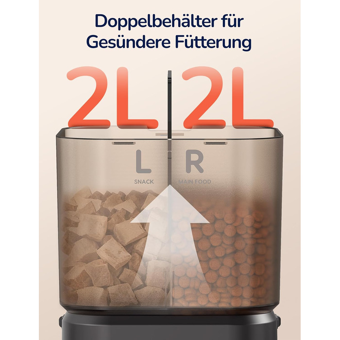 Автоматичний годівник для котів PalNests 4L з Wi-Fi, програмований таймер, сухий корм для котів/собак