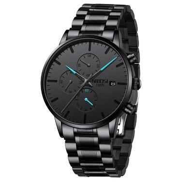Годинник чоловічий NIBOSI аналоговий бізнес-хронограф, кажель, військовий, водостійкий, з нержавіючої сталі, для хлопців, блакитний