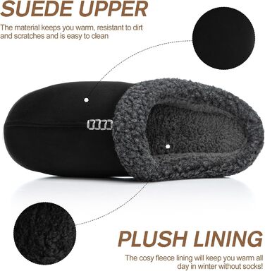 Чоловічі халати з замші з меморі-піною, для дому та вулиці, теплі зимові халати з неслизькою підошвою, подарунок для чоловіків, тата, чорний 47/48 EU