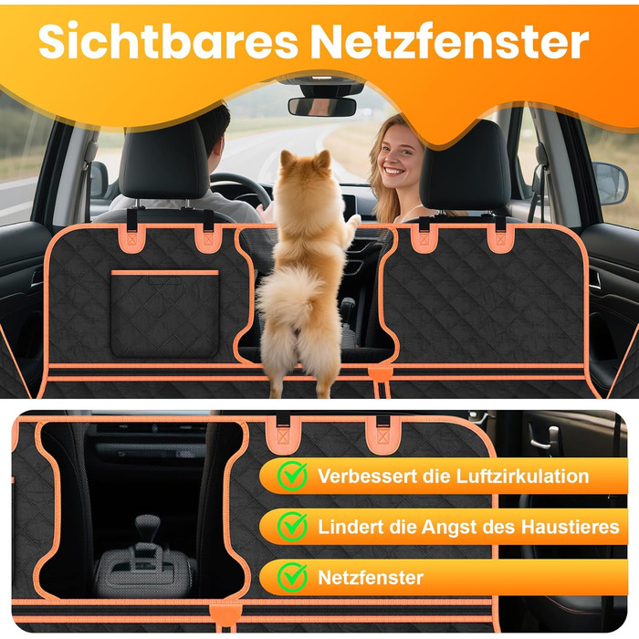 Автомобільна захисна накидка на заднє сидіння для собак, 600D, водовідштовхувальна, стійка до подряпин, з боковими захистами та оглядовим вікном, універсальна, для собак