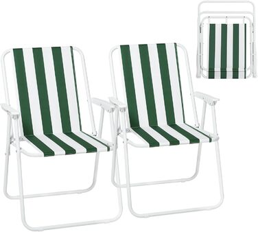 WOLTU Folding Camping Chairs, 2-Pack, Foldable Chair, Comfortable, Fishing Chair, Ultra-Lightweight with Armrests for Picnic, Outdoor, Hiking, Garden, Balcony, (White+Green)
