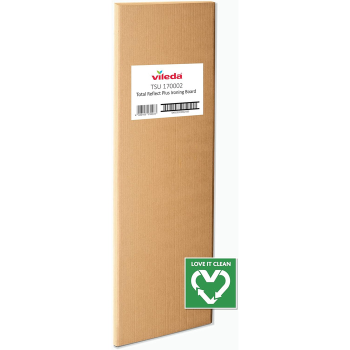 Гладильна дошка Vileda XXL з розеткою 130x44 см для парогенератора | Регульована висота 74–97 см, термостійке покриття Titan | Складана, стабільна, сертифікована TÜV (TOTAL REFLECT plus Ecoverpackung)