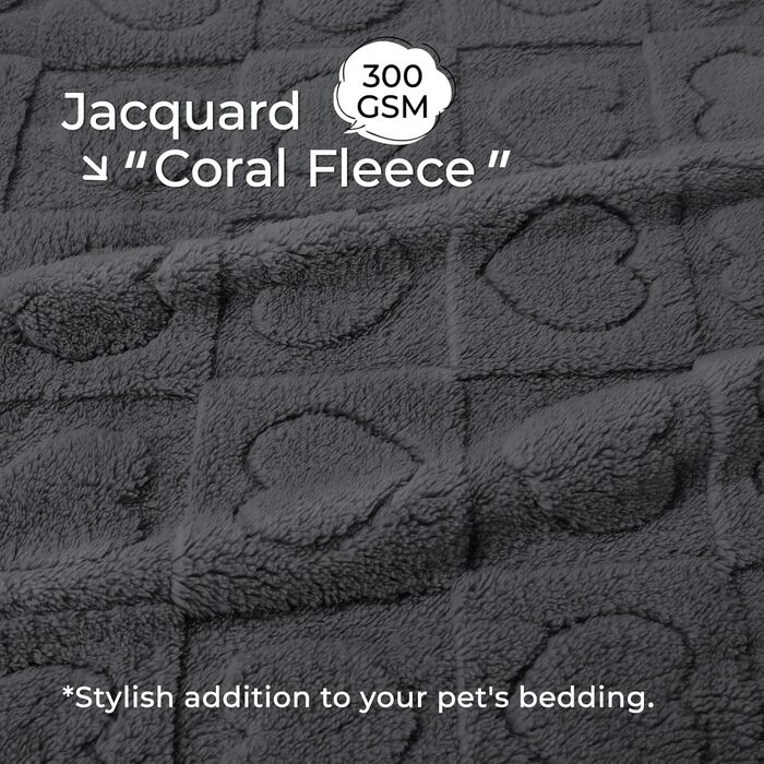 Водонепроникний коврик для собак Luciphia, середній та великий розмір, для ліжка/дивану, м'який, пухнастий, з 3D-серцем, з флісу Sherpa, комфортний, заспокійливий, сірий, 76 x 104 см