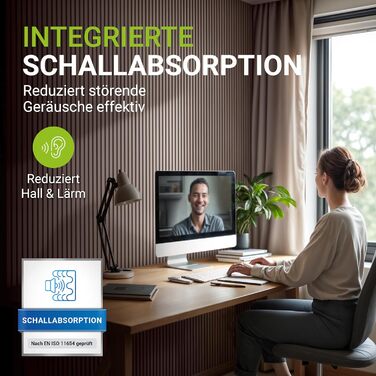 Акустичні панелі Juskys для стін, набір 4 шт (2,88 м²), 120x60 см, шумопоглинаючі декоративні панелі від луни та шуму, колір Дуб (Світлий натуральний дуб)