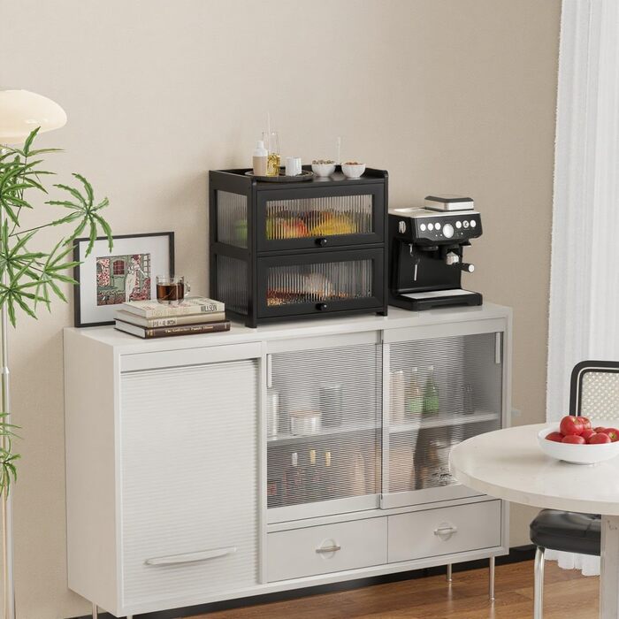 BAMBANG Дерев'яний Brotbox для кухонної стільниці, Brotbox у стилі ферми з 2 дверцятами, дерев'яний Brotbox для зберігання хліба, контейнер для саморобного хліба, натуральне дерево (UK-MBX)