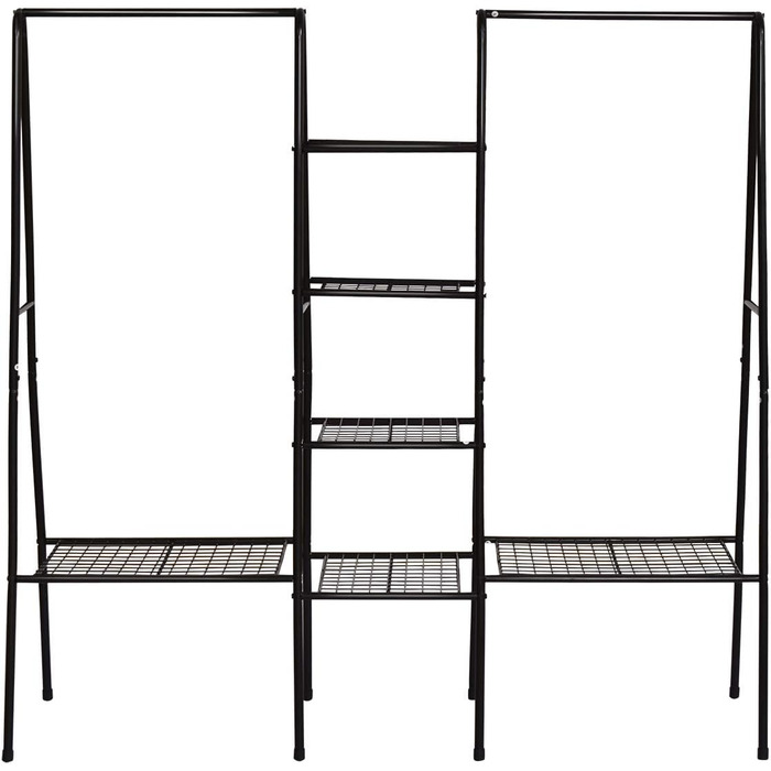 JURMERRY Metal Clothes Rack Clothes Rod Garment Racks with Shoe Storage, Black