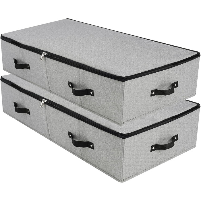 Складана коробка для зберігання під ліжком, 90x42x18 см, чорно-сіра, 2 шт.