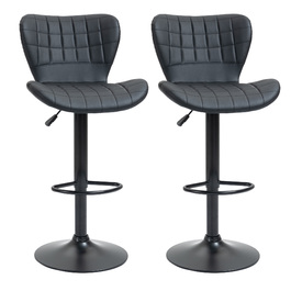 HOMCOM 2-Pack Retro Bar Stools - Black